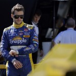 
              Marco Andretti looks over his car during the final practice session for the Indianapolis 500 auto race at Indianapolis Motor Speedway in Indianapolis, Friday, May 22, 2015.  (AP Photo/Darron Cummings)
            
