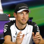 
              McLaren driver Jenson Button of Britain gestures as he speaks to the media during an official press conference prior the Formula One Grand Prix,  at the Monaco racetrack, in Monaco, Wednesday, May 20, 2015. The Formula one race will be held on Sunday. (AP Photo/Claude Paris)
            