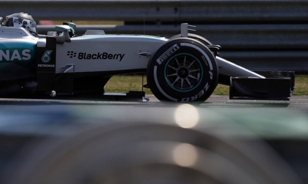 Mercedes driver Nico Rosberg of Germany steers his car during the free practice at the Hungarian Fo...