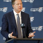 
              NASCAR CEO Brian France announces a member of the 2016 class of the NASCAR Hall of Fame, at the hall in Charlotte, N.C., Wednesday, May 20, 2015. (AP Photo/Terry Renna)
            