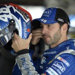 
              Jimmie Johnson prepares his equipment during practice, Friday, May 29, 2015, for Sunday's NASCAR Sprint Cup series auto race at Dover International Speedway in Dover, Del. (AP Photo/Nick Wass)
            
