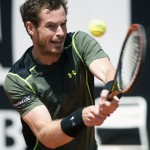 
              Andy Murray, of Britain, returns the ball to Jeremy Chardy, of France, during their match at the Italian Open tennis tournament, in Rome, Wednesday, May 13, 2015. (AP Photo/Andrew Medichini)
            