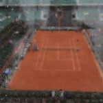 
              Raindrops trickle down a glass security barrier as the fourth round match between France's Alize Cornet and Ukraine's Elina Svitolina was suspended at the French Open tennis tournament at the Roland Garros stadium, in Paris, France, Sunday, May 31, 2015. (AP Photo/David Vincent)
            