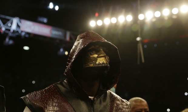 Deontay Wilder enters the ring during the WBC heavyweight boxing match against Eric Molina, Saturda...