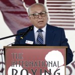 
              International Boxing Hall of Fame inductee, Rafael Mendoza, gives his induction speech during the International Boxing Hall of Fame Induction ceremony in Canastota, N.Y., Sunday, June 14, 2015. (AP photos/Heather Ainsworth)
            