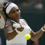 
              Serena Williams of the United States returns a shot to Garbine Muguruza of Spain, during the women's singles final at the All England Lawn Tennis Championships in Wimbledon, London, Saturday July 11, 2015. (AP Photo/Kirsty Wigglesworth)
            