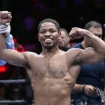 
              Shawn Porter reacts after being declared the winner by unanimous decision against Adrien Broner after a welterweight fight on Saturday, June 20, 2015, in Las Vegas. (AP Photo/David Becker)
            
