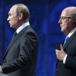 
              Russian President Vladimir Putin, left, and FIFA President Sepp Blatter open the preliminary draw for the 2018 soccer World Cup in Konstantin Palace in St. Petersburg, Russia, Saturday, July 25, 2015. (AP Photo/Ivan Sekretarev
            