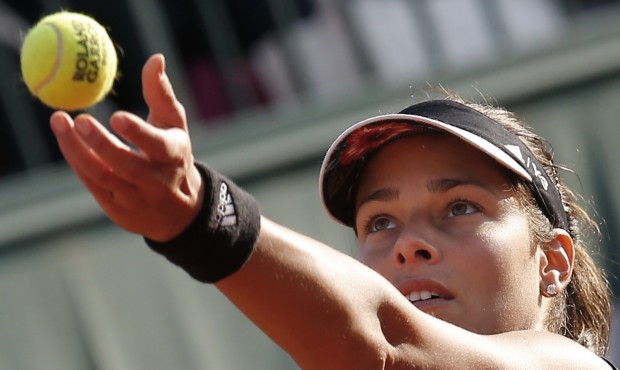 Serbia’s Ana Ivanovic serves in the second round match of the French Open tennis tournament a...