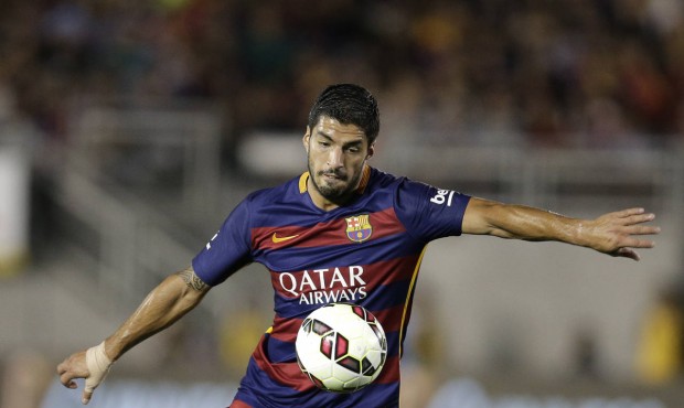 FC Barcelona’s Luis Suarez controls the ball during the first half of an International Champi...