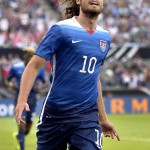 
              United States' Mix Diskerud celebrates after scoring his side's first goal during the soccer friendly match between Germany and the United States in Cologne, western Germany, Wednesday, June 10, 2015. (AP Photo/Martin Meissner)
            