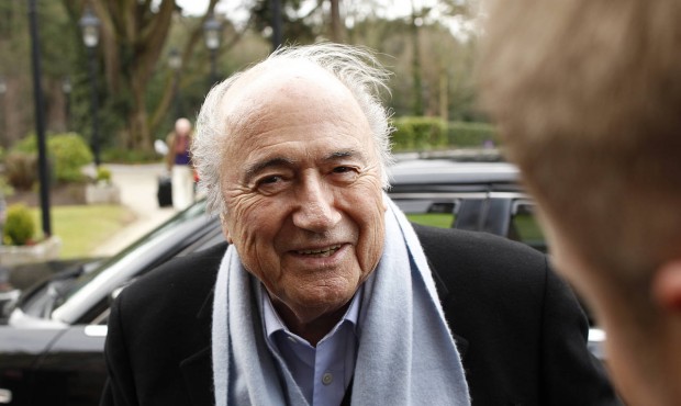 FILE – In this Friday, Feb. 27, 2015 file photo, President of FIFA Sepp Blatter arrives at th...