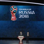 
              FIFA President Sepp Blatter, right, and Russian President Vladimir Putin open the preliminary draw for the 2018 soccer World Cup in Konstantin Palace in St. Petersburg, Russia, Saturday, July 25, 2015. (AP Photo/Ivan Sekretarev)
            