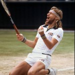 
              FILE - In this July 5, 1980 file photo, Bjorn Borg celebrates after defeating John McEnroe to win at the All England Lawn Tennis Championships in Wimbledon, London. The cool Swede was the first man to win five straight Wimbledon titles since Britain’s Laurence Doherty in the early years of the 20th century. Borg’s success was somewhat of a surprise as his game was considered to be more appropriate for the clay courts of Paris than the lush green grass of southwest London. His victory over McEnroe in 1980 remains one of, if not the, greatest tennis matches ever played. Despite losing a fourth set tiebreaker 18-16, Borg swept the American aside in the deciding fifth.  (AP Photo/Adam Stoltman, File)
            