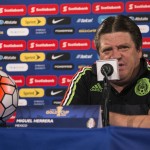 
              Mexico's head coach Miguel Herrera speaks during a news conference, Saturday, July 25, 2015, in Philadelphia. Mexico is scheduled to face Jamaica in a CONCACAF Gold Cup soccer match Sunday night in Philadelphia. (AP Photo/Chris Szagola)
            