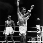 
              FILE - In this Sept. 16, 1981 file photo, World Welterweight Champion Sugar Ray Leonard raises his hands in victory as Thomas Hearns looks on after Leonard won the title fight in the 14th round TKO in Las Vegas.  Can the Mayweather-Pacquiao  fight ever live up to its hype? Comparing this fight to other great matches in history that actually lived up to their hype, and to several that were disappointments. (AP Photo/File)
            
