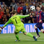 
              Barcelona's Lionel Messi, right, scores his second goal past Bayern's goalkeeper Manuel Neuer during the Champions League semifinal first leg soccer match between Barcelona and Bayern Munich at the Camp Nou stadium in Barcelona, Spain, Wednesday, May 6, 2015.  (AP Photo/Emilio Morenatti)
            