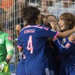 
              Japan celebrates Saori Ariyoshi's goal past Netherlands goalkeeper Loes Geurts, left, during the first half of a round of 16 soccer match at the FIFA Women's World Cup, Tuesday, June 23, 2015, in Vancouver, British Columbia, Canada. (Jonathan Hayward/The Canadian Press via AP)
            