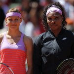
              Serena Williams of the U.S., right, and Lucie Safarova of the Czech Republic pose before their final match of the French Open tennis tournament at the Roland Garros stadium,  Saturday, June 6, 2015 in Paris. (AP Photo/Francois Mori)
            