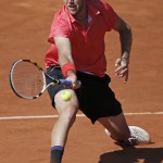 
              Jack Sock of the U.S. returns in the third round match of the French Open tennis tournament to win in three sets 6-2, 6-1, 6-4, against Croatia's Borna Coric at the Roland Garros stadium, in Paris, France, Saturday, May 30, 2015. (AP Photo/Christophe Ena)
            