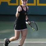 
              Vanderbilt's Frances Altick reacts during the NCAA's women's team tennis championships against UCLA, Tuesday, May 19, 2015, Waco, Texas. (AP Photo/LM Otero)
            