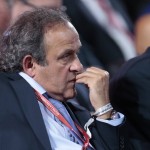 
              UEFA President Michel Platini watches the preliminary draw for the 2018 soccer World Cup in Konstantin Palace in St. Petersburg, Russia, Saturday, July 25, 2015. (AP Photo/Ivan Sekretarev
            