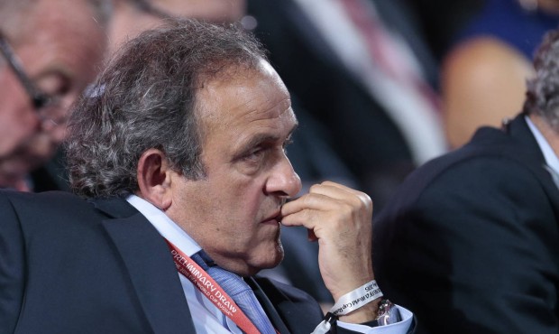 UEFA President Michel Platini watches the preliminary draw for the 2018 soccer World Cup in Konstan...