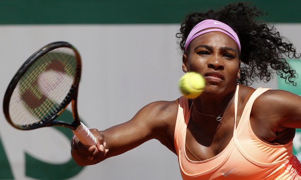 Serena Williams of the U.S. returns in the final of the French Open tennis tournament against Lucie...