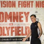 
              Former Republican presidential candidate Mitt Romney talks during an official weigh-in with five-time heavyweight boxing champion Evander Holyfield, Thursday, May 14, 2015, in Holladay, Utah. Romney and Holyfield are set to square off at a charity fight on Friday, May 15, in Salt Lake City. The black-tie event will raise money for the Utah-based organization CharityVision, which helps doctors in developing countries perform surgeries to restore vision in people with curable blindness. (AP Photo/Rick Bowmer)
            