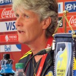 
              Sweden coach Pia Sundhage speaks during a news conference at the FIFA Women's World Cup soccer tournament, Thursday, June 11, 2015, in Winnipeg, Manitoba. Sundhage will coach against her old team, the United States, when they play on Friday in a first round match in Canada. (AP Photo/Anne M. Peterson)
            