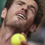 
              Britain's Andy Murray serves in the third round match of the French Open tennis tournament against Australia's Nick Kyrgios at the Roland Garros stadium, in Paris, France, Saturday, May 30, 2015. (AP Photo/David Vincent)
            