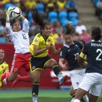 
              Colombia's goal keeper Sandra Sepulveda makes a save against France during the first half of a FIFA Women's World Cup soccer game in Moncton, New Brunswick, Canada, on Saturday, June 13, 2015. (Andrew Vaughan/The Canadian Press via AP) MANDATORY CREDIT
            