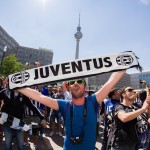 
              Soccer fans of Juventus Turin celebrate at Berlin Alexanderplatz before the soccer Champions League final between Juventus Turin and FC Barcelona in Berlin, Germany, Saturday, June 6, 2015. (Lukas Schulze/dpa via AP)
            