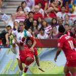 
              England's Jill Scott, left, and Canada's Kadeisha Buchanan tangle going for the ball during first half FIFA Women's World Cup quarter-final soccer action in Vancouver, British Columbia, Canada, on Saturday June 27, 2015. (Darryl Dyck/The Canadian Press via AP) MANDATORY CREDIT
            