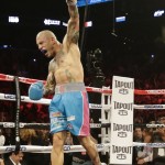 
              Miguel Cotto, of Puerto Rico, celebrates after beating Daniel Geale, of Australia, in a boxing match Saturday, June 6, 2015, in New York. (AP Photo/Frank Franklin II)
            