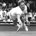
              FILE - In this July 1, 1985 file photo, Boris Becker, of West Germany, dives to make a return to his opponent Joakim Nystrom, of  Sweden, in the men's singles third round play at the All England Lawn Tennis Championships in Wimbledon, London. Becker notched up a series of records when he won his first Wimbledon in 1985. At 17 years and 227 days, he became the youngest-ever Grand Slam champion. He was also the first German to win Wimbledon and the first unseeded player to lift the trophy. Becker would remain a feature of Wimbledon finals over the coming years. He competed in seven finals in total, winning three. (AP Photo/John Redman, File)
            