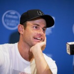 
              Andy Roddick speaks during a press conference at the Atlanta Open tennis tournament Monday, July 27, 2015, in Atlanta. Roddick is coming out of retirement to play doubles with friend Mardy Fish in the Atlanta Open. (AP Photo/David Goldman)
            