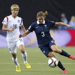 
              France's Laure Boulleau (3) breaks away from South Korea's Kang Yumi during first half FIFA Womens World Cup round of 16 soccer action in Montreal, Canada, Sunday, June 21, 2015. (Graham Hughes/The Canadian Press via AP) MANDATORY CREDIT
            