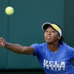 
              UCLA's Robin Anderson returns a shot during the NCAA's women's team tennis championships against Vanderbilt, Tuesday, May 19, 2015, Waco, Texas. (AP Photo/LM Otero)
            