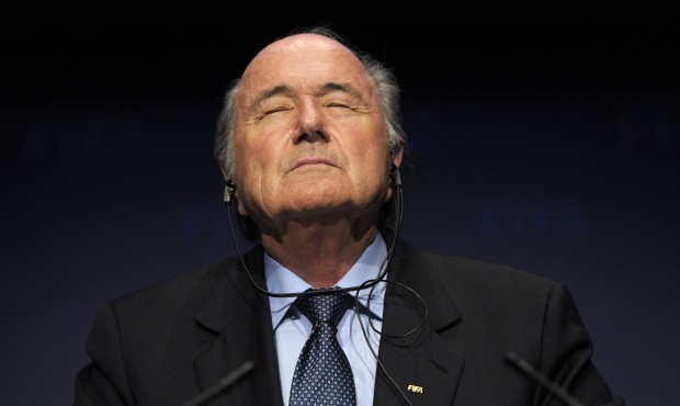 FILE – In this Friday, Nov. 19, 2010 file photo FIFA President Sepp Blatter pauses during a p...
