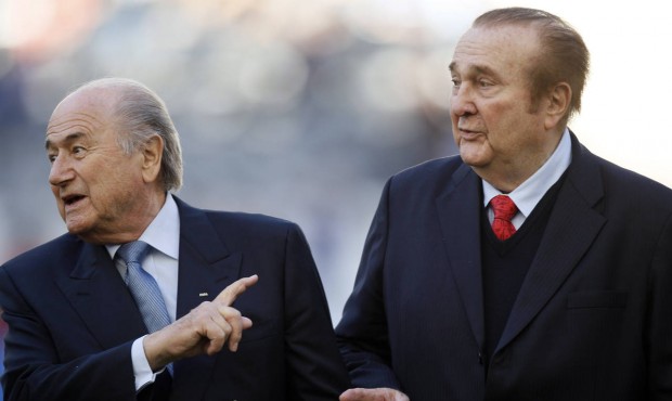 FILE – In this July 23, 2011 file photo, FIFA President Sepp Blatter, left, and CONMEBOL Pres...