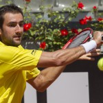 
              Croatia's Marin Cilic returns the ball to Spain's Guillermo Garcia-Lopez during their match at the Italian Open tennis tournament, in Rome, Tuesday, May 12, 2015. (AP Photo/Riccardo De Luca)
            