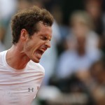 
              Britain's Andy Murray reacts as he plays Serbia's Novak Djokovic during their semifinal match of the French Open tennis tournament at the Roland Garros stadium, Friday, June 5, 2015 in Paris.  (AP Photo/Christophe Ena)
            