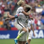
              United States' Abby Wambach celebrates her goal with teammate Megan Rapinoe during the first half of a FIFA Women's World Cup soccer match, Tuesday, June 16, 2015 in Vancouver, New Brunswick, Canada (Jonathan Hayward/The Canadian Press via AP) MANDATORY CREDIT
            