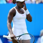 
              Sloane Stephens of the United States pauses as she plays Poland's Agnieszka Radwanska during day seven of the international women's tournament at Eastbourne, England, Friday June 26, 2015. (Gareth Fuller/PA via AP) UNITED KINGDOM OUT  NO SALES  NO ARCHIVE
            