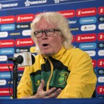 
              Jamaica's head coach Winfried Schafer speaks during a news conference, Saturday, July 25, 2015, in Philadelphia. Jamaica is scheduled to face Mexico in a CONCACAF Gold Cup soccer match Sunday night in Philadelphia. (AP Photo/Chris Szagola)
            