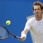 
              Andy Murray of Britain plays a return to Viktor Troicki of Serbia during their semifinal tennis match at the Aegon Championships in London, Sunday, June 21, 2015. (AP Photo/Kirsty Wigglesworth)
            