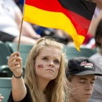 
              A Germany fan waves the flag before a FIFA Women's World Cup soccer game against England in Edmonton, Alberta, Canada, on Saturday, July 4, 2015. (Jason Franson/The Canadian Press via AP) MANDATORY CREDIT
            