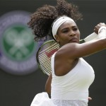 
              Serena Williams of the United States plays a return to Margarita Gasparyan of Russia during the women's singles first round match at the All England Lawn Tennis Championships in Wimbledon, London, Monday June 29, 2015. (AP Photo/Pavel Golovkin)
            