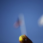 
              A ball-boy holds balls for the service in the semifinal match of the French Open tennis tournament between Serena Williams of the U.S. and Timea Bacsinszky of Switzerland at the Roland Garros stadium, in Paris, France, Thursday, June 4, 2015. (AP Photo/Christophe Ena)
            
